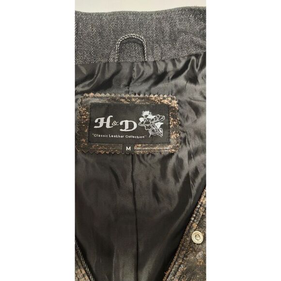 H&D Classic Leather Collection Womens Large Leather Denim Biker Style Jacket M - Picture 11 of 11